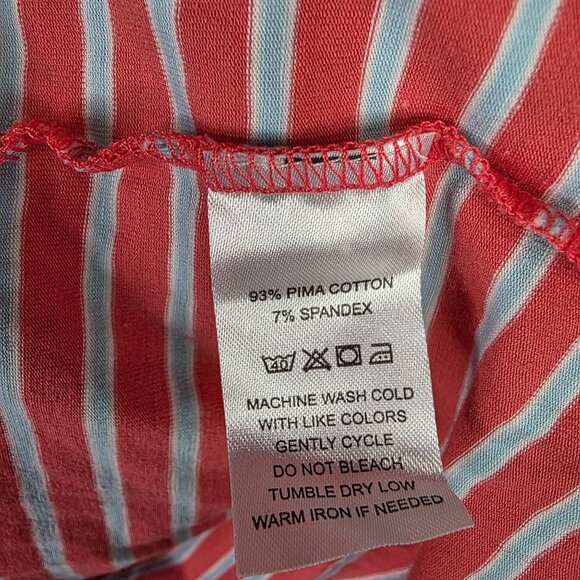 Mens Seaside Red & Gray Striped Polo Shirt Short Sleeve Cotton Stretch Size M - Picture 4 of 8